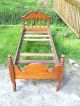 Primitive Wood Youth Child Bed Oak With Old Mattress Too 1900-1950 photo 4