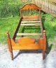 Primitive Wood Youth Child Bed Oak With Old Mattress Too 1900-1950 photo 6
