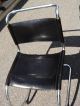 4 Modern Chairs,  Mies Van Der Rohe Style,  Chrome & Black Leather,  20th C.  Vintage Post-1950 photo 2