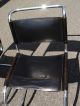 4 Modern Chairs,  Mies Van Der Rohe Style,  Chrome & Black Leather,  20th C.  Vintage Post-1950 photo 3