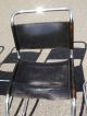 4 Modern Chairs,  Mies Van Der Rohe Style,  Chrome & Black Leather,  20th C.  Vintage Post-1950 photo 4