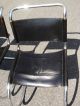 4 Modern Chairs,  Mies Van Der Rohe Style,  Chrome & Black Leather,  20th C.  Vintage Post-1950 photo 5