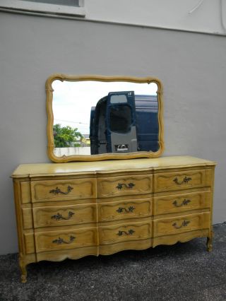 French Walnut Dresser With Mirror By Bethlehem 2115 photo