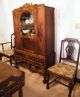 Furniture - Vintage Dining Room Set Buffet China Cabinet Table 6 Chairs Gorgeous 1900-1950 photo 4