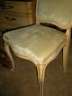 Vintage French Style Side Chair Velvet Upholstery Ivory Paint Desk Chair Post-1950 photo 3