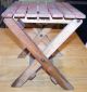 Vintage Antique Wood Folding Step Stool Wooden Fold Seat Red Brown Rustic Child Unknown photo 6