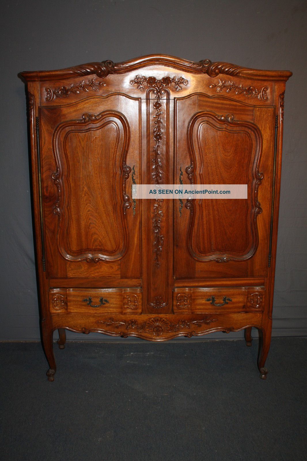 Antique Or Vintage Carved Armoire Ornate French Style Carving 1900-1950 photo