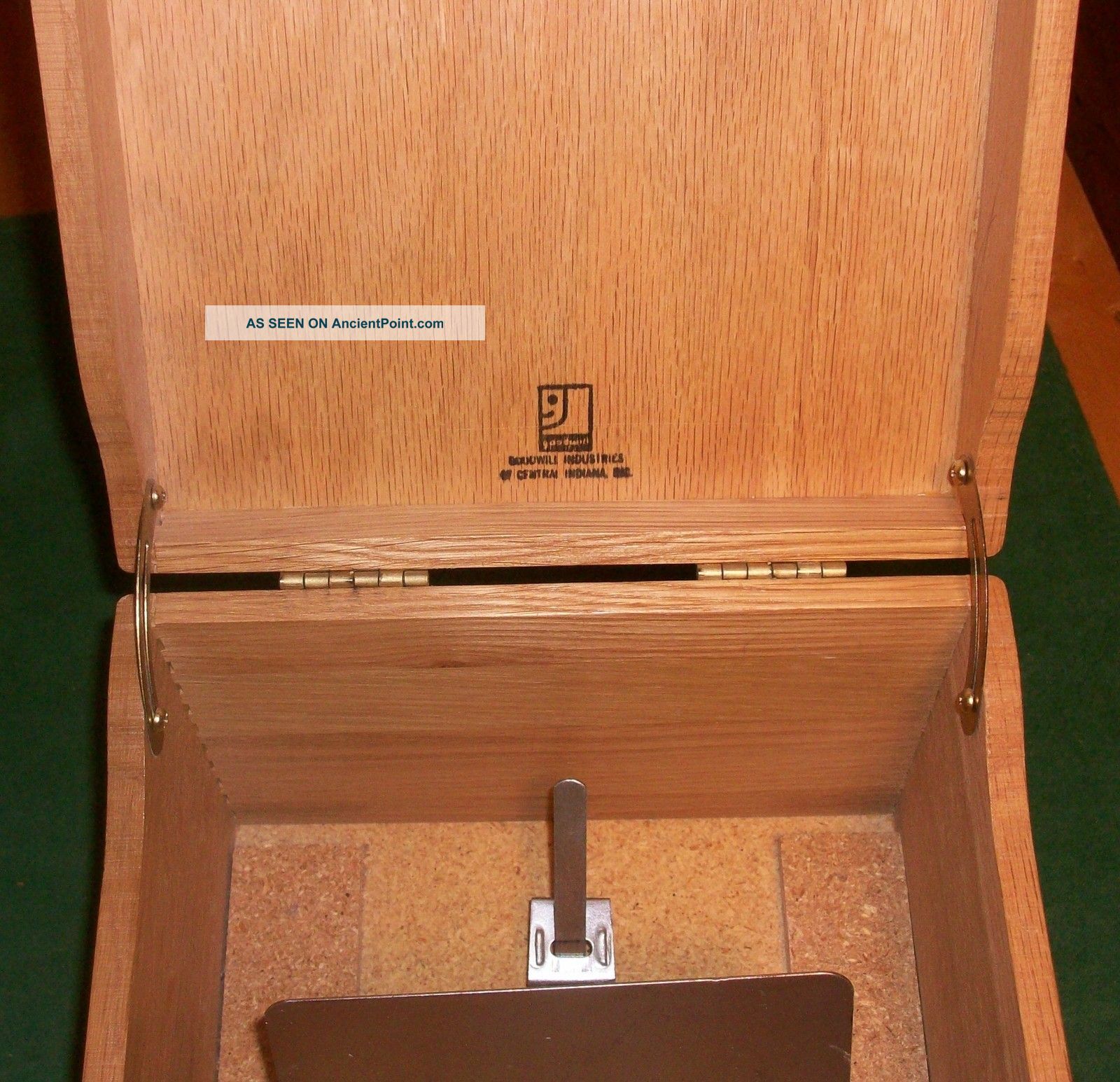 Vtg Goodwill Industries Indiana Wood Office Card Catalog Light Oak Recipe Box Unknown photo