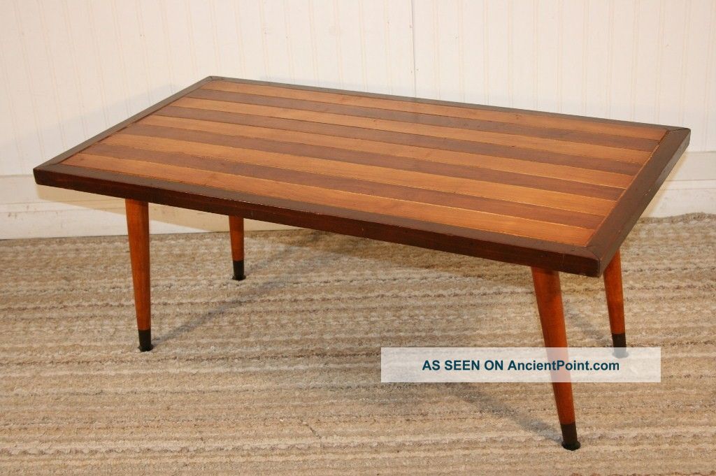 Vtg Mid Century Modern Slat Bench Coffee Table Danish Design Nelson Eames Era Post-1950 photo