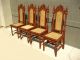 Set Of 5 Jacobean Style Chairs Ornate With Marquetry Inlay,  Cane Back & Seat Post-1950 photo 2