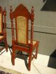 Set Of 5 Jacobean Style Chairs Ornate With Marquetry Inlay,  Cane Back & Seat Post-1950 photo 7