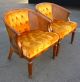 Pair Of Two Vintage Mid Century Modern Cane Chairs Orange Tufted Velvet Fabric Post-1950 photo 2