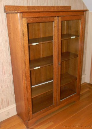 Antique Victorian Solid Oak Larkin Ny 2 Door Bookcase With Adjustable Shelves photo