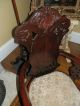 Fabulous Hand Carved Antique Victorian High Back Arm Chair 1800-1899 photo 1
