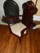 Fabulous Hand Carved Antique Victorian High Back Arm Chair 1800-1899 photo 4