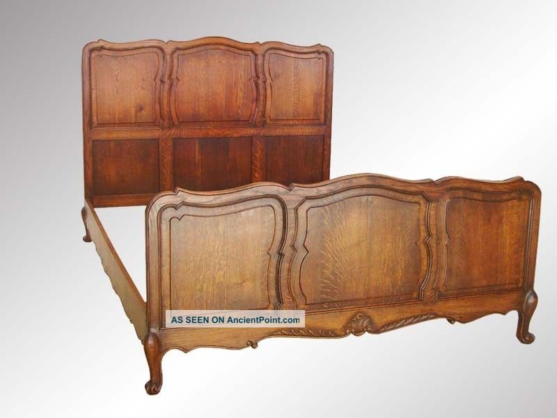 15113 Antique Oak Carved Oversize Full Bed 1900-1950 photo