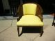 Pair Of Yellow Vintage French Hollywood Regency Club Chairs Cane Backing Post-1950 photo 7