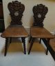 Pair Of Solid Oak Carved Back Hall Chairs With Graduated Barley Twist Legs 1800-1899 photo 2
