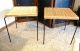Pair Vintage Mid Century Rattan Wicker Hairpin Metal Leg End Tables Night Stands Post-1950 photo 1