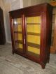 Antique 2 Door Bookcase Cabinet With Wavy Glass Unknown photo 2