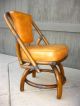 Vintage Danish Mid Century Diningroom Table 4 Orange Swivel Chairs Bamboo Rattan Post-1950 photo 5