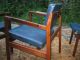 4 Modern Mid Century Teak Walnut Chairs Set 2 Arm 2 Single 9 Available Post-1950 photo 8