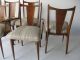 Mid Century Modern 6 Dinning Chairs Brass Burled Wood Paul Mccobb Vintage Era Post-1950 photo 7