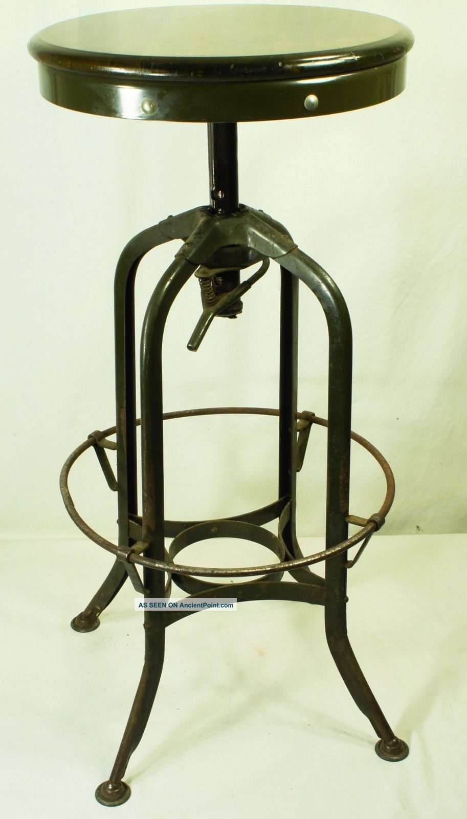 Vintage Toledo Uhl Stool Machine Age Industrial Drafting Chair Tall Green 1900-1950 photo