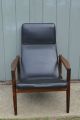 Mid - Century Modern Danish Rosewood And Leather Lounge Chair Black Vintage Eames Post-1950 photo 1