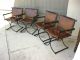 Four Wrought Iron Dining Chairs Spanish Influence Mid Century Modern Brown Vinyl Post-1950 photo 1