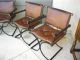 Four Wrought Iron Dining Chairs Spanish Influence Mid Century Modern Brown Vinyl Post-1950 photo 3