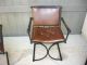 Four Wrought Iron Dining Chairs Spanish Influence Mid Century Modern Brown Vinyl Post-1950 photo 4