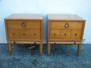 Pair Of Mid - Century End Tables / Night Tables By Kent - Coffey 2699 photo