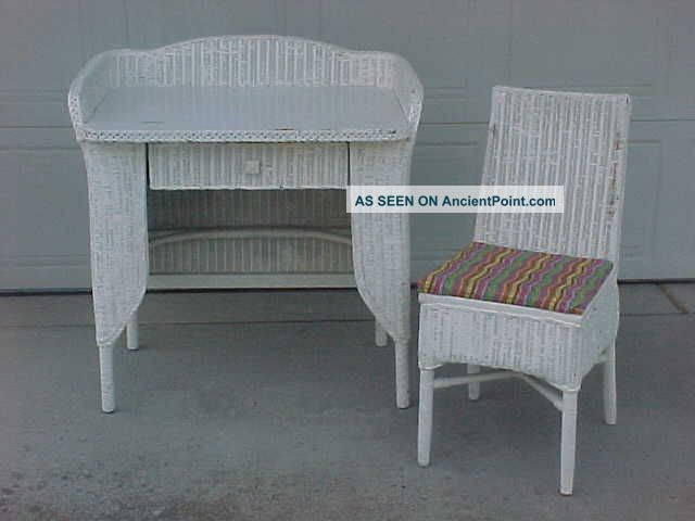 1920 ' S Wicker Desk And Chair By Lloyd Loom Mission Style 1900-1950 photo