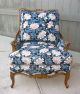 Vintage French Country Arm Chair Ornate Carved Wood Down Cushions Provincial Post-1950 photo 1