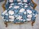 Vintage French Country Arm Chair Ornate Carved Wood Down Cushions Provincial Post-1950 photo 4