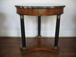 Vintage Stately French Regency Marble Top Bouillotte Lamp Table Baker Quality photo