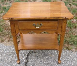 Ethan Allen Circa 1776 Solid Maple One Drawer Stand / End Table photo