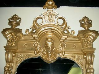 Huge 11 ' Antique Victorian Renaissance Pier Mirror W/ Eagle Carved Marble Base photo