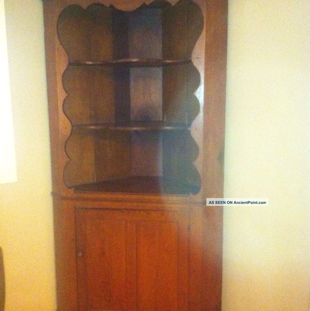 Antique Primitive Wooden Corner Cupboard Cabinet Hutch 1800-1899 photo