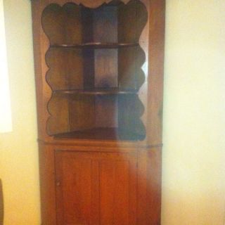 Antique Primitive Wooden Corner Cupboard Cabinet Hutch photo