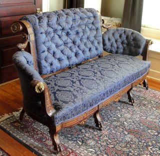 Pottier & Stymus (p & S) Signed Greco Antique Walnut Sofa,  Couch,  Late 19th C. photo