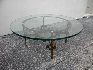 Mid - Century Round Glass - Top Coffee Table 2654 photo