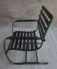 Vtg Green Outdoor/patio Spring Arm Chair W/ Metal Frame & Wood Slats Post-1950 photo 4