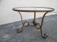 Mid - Century French Round Iron And Gold - Finish Glass Top Coffee Table 2084 Post-1950 photo 2