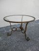 Mid - Century French Round Iron And Gold - Finish Glass Top Coffee Table 2084 Post-1950 photo 4