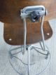 Vintage Industrial Adjustable Uhl Toledo Drafting Stool W/ Backrest And Footrest 1900-1950 photo 7