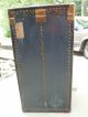 Vintage Steamer Trunk Wardrobe Trunk By Horn Luggage With Kern ' S Luggage Tag 1900-1950 photo 4