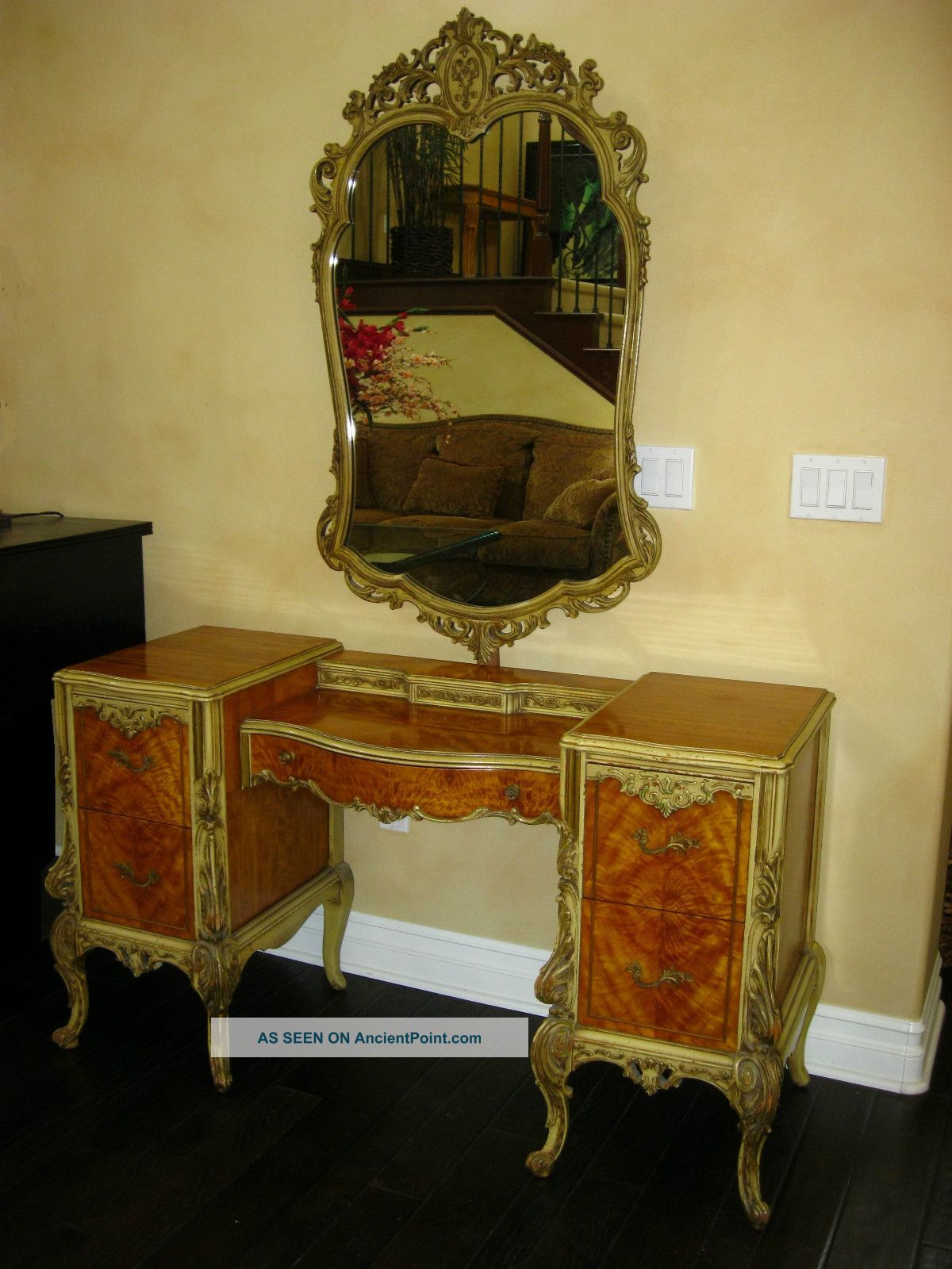 Antique Louis Xv Style Antique 5 Piece Baroque Carved Bedroom Set 1900-1950 photo