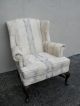 Pair Of Queen Anne Side By Side Wing Chairs By Bassett 2696a Post-1950 photo 2